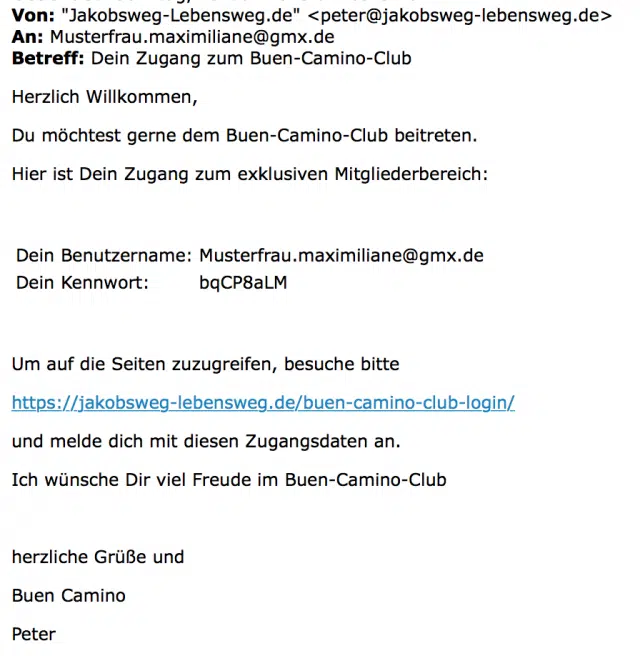 Buen Camino Club Mustermail