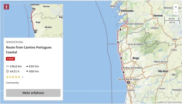 Camino Portugues Karte Camino de la Costa