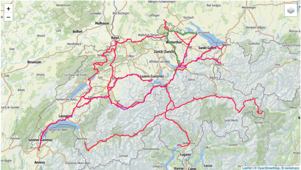 Karte Jakobswege Schweiz