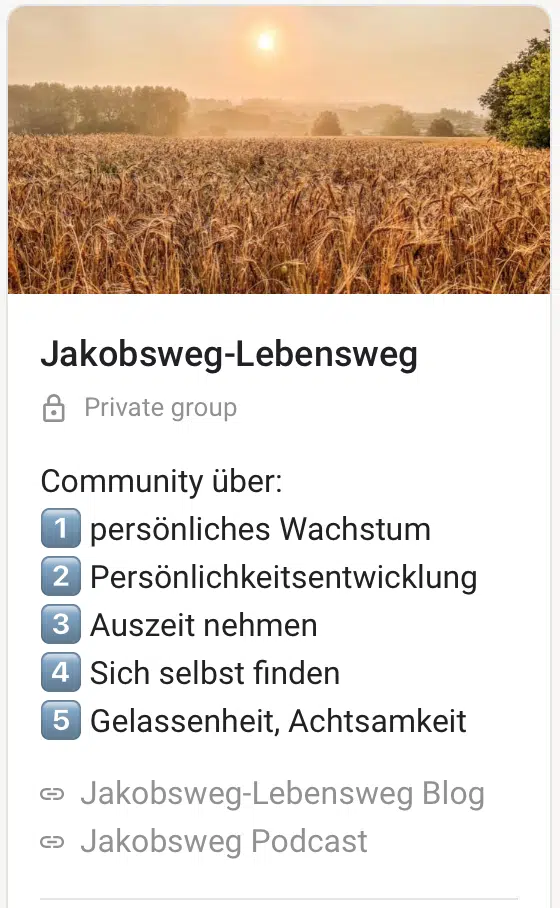 Jakobsweg Lebensweg Community skool