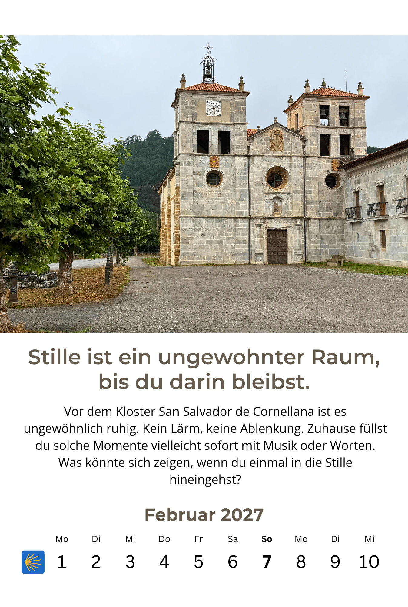 Jakobsweg Kalender 2027 Kloster Cornellana
